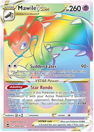 Mawile VSTAR 200/195 Seltene Regenbogen-Pokemon-Karte (SWSH Silver Tempest) + TitanCards® Toploader von Titan Cards