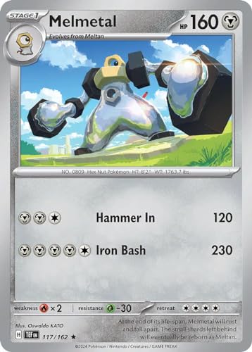 Melmetal 117/162 seltene Pokemon-Karte (SV Temporal Forces) + 1x TitanCards® Toploader von Titan Cards