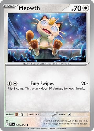 Meowth 048/063 Common Reverse Holo Pokemon Card (SV Shrouded Fable) von Titan Cards