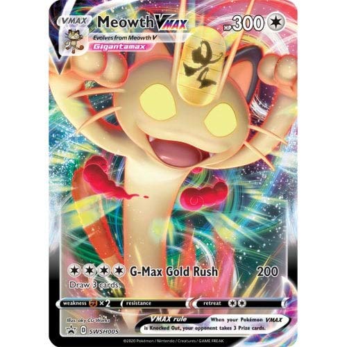 Meowth VMAX SWSH005 Pokemon Promokarte (Schwert & Schild Promo-Serie) + TitanCards® Toploader von Titan Cards