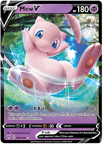 Mew V 069/189 Ultra Rare Pokemon Karte (Darkness Ablaze) + TitanCards® Toploader von Titan Cards