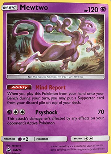 Mewtwo SM214 Pokemon Promokarte (Sonne & Mond Hidden Fates) + TitanCards® Toploader von Titan Cards