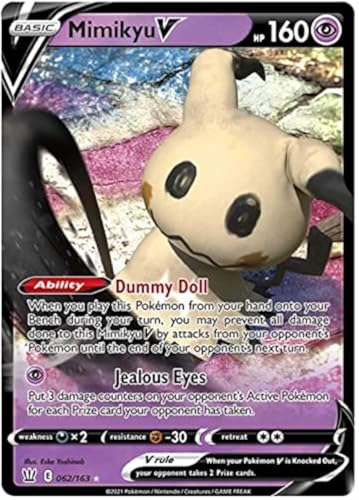 Mimikyu V 062/163 Ultra Rare Pokemon Karte (Battle Styles) + TitanCards® Toploader von Titan Cards