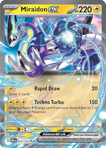 Miraidon ex 079/197 Double Rare Pokemon Karte (SV Obsidian Flames) + 1x TitanCards® Toploader von Titan Cards