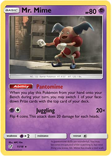 Mr. Mime 11/18 seltene Pokemon Karte (Detektiv Pikachu) + TitanCards® Toploader von Titan Cards