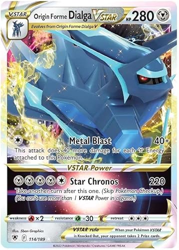 Origin Forme Dialga VSTAR 114/189 seltene VSTAR Pokemon Karte (SWSH Astral Radiance) + 1x TitanCards® Toploader von Titan Cards