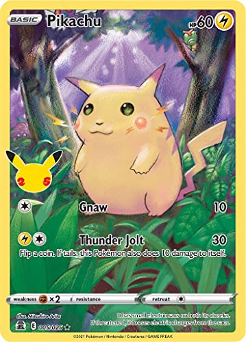 Pikachu 005/025 Seltene Holo Pokemon Karte (Celebrations 25th Anniversary) + TitanCards® Toploader von Titan Cards