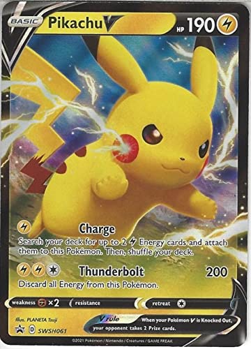 Pikachu V SWSH061 Pokemon Promokarte (Shining Fates) + TitanCards® Toploader von Titan Cards