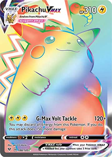 Pikachu VMAX 188/185 Secret Rare Pokemon Karte (SWSH04 Vivid Voltage) + TitanCards® Toploader von Titan Cards