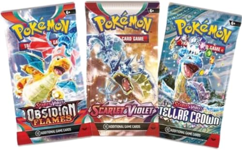 Pokemon Cards Booster Pack Gift Bundle | 3 Booster Packs | Assorted Sets from Sword and Shield & Scarlet and Violet | Perfect Pokémon Gift Set (3 Assorted Booster Packs) von Titan Cards