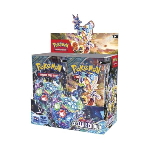 Pokémon TCG: Stellar Crown - Scarlet and Violet Sealed Booster Box (36 Booster Packs) plus TitanCards Toploader | Stellar Crown Pokemon | Pokemon Stellar Crown Booster Box | Pokemon Cards Booster Box von Titan Cards