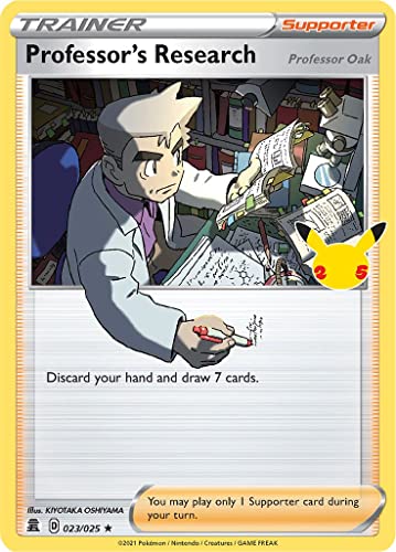 Professor's Research 023/025 Seltene Holo Pokemon Karte (Celebrations 25th Anniversary) + TitanCards® Toploader von Titan Cards