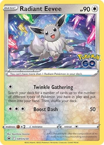 Radiant Eevee SWSH230 Shiny Holo Pokemon Promo-Karte (Sword & Shield Promo-Serie) + TitanCards® Toploader von Titan Cards