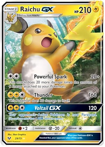 Raichu GX 29/73 Ultra Rare Pokemon Karte (Shining Legends) + 1x TitanCards® Toploader von Titan Cards