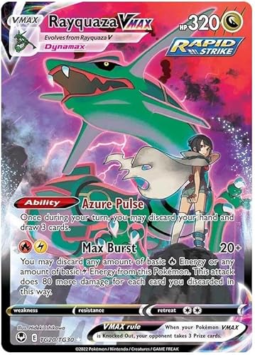 Rayquaza VMAX TG20/TG30 Ultra-Rare seltene Pokemon-Karte (Silver Tempest Trainer Gallery) + 1x TitanCards® Toploader von Titan Cards