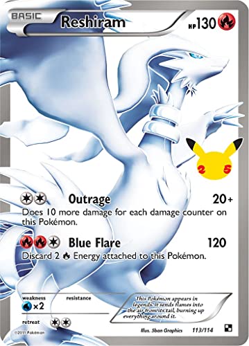 Reshiram 113/114 Ultra Rare Pokemon-Karte (Celebrations) + TitanCards® Toploader von Titan Cards