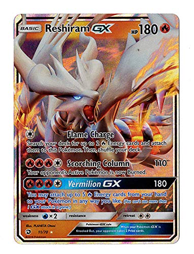 Reshiram GX 11/70 Regular Art Pokemon Karte (Dragon Majesty) + 1x TitanCards® Toploader von Titan Cards