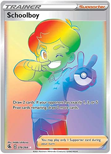 Schoolboy 276/264 Rainbow Rare Pokemon Karte (SWSH Fusion Strike) + 1x TitanCards® Toploader von Titan Cards