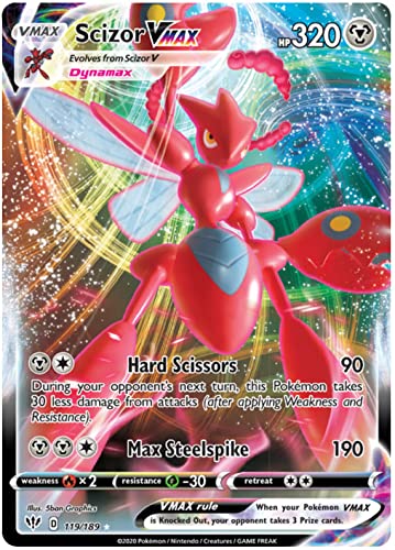 Scizor VMAX 119/189 Ultra Rare Pokemon Karte (Darkness Ablaze) + 1x TitanCards® Toploader von Titan Cards