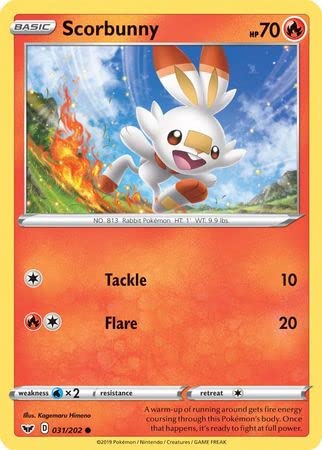 Scorbunny 031/202 Holo Alt Art Pokemon Karte Schwert & Schild + TitanCards® Toploader von Titan Cards