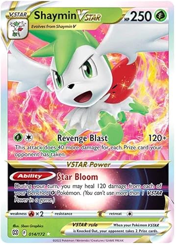 Shaymin VSTAR 014/172 Seltene VSTAR Pokemon Karte (SWSH Brilliant Stars) + 1x TitanCards® Toploader von Titan Cards