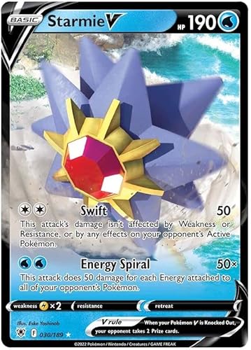 Starmie V 030/189 Ultra Rare Pokemon Karte (SWSH Astral Radiance) + 1x TitanCards® Toploader von Titan Cards