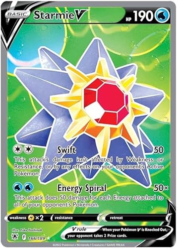 Starmie V 166/189 Rare Ultra Pokemon Karte (SWSH Astral Radiance) + 1x TitanCards® Toploader von Titan Cards