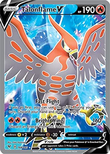 Talonflame V 168/185 Full Art Ultra Rare Pokemon Karte (SWSH04 Vivid Voltage) + 1x TitanCards® Toploader von Titan Cards