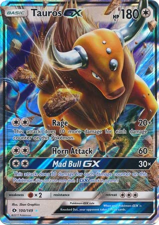 Tauros GX 100/149 Ultra Rare Pokemon Karte (Sun & Moon Base Set) + TitanCards® Toploader von Titan Cards