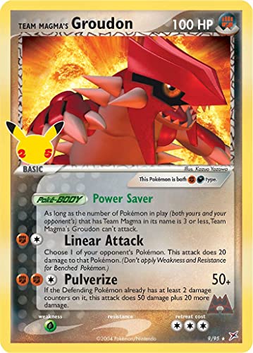 Team Magma's Groudon (EX Team Magma vs Team Aqua) 9/95 seltene Holo Pokemon-Karte (Celebrations) + TitanCards® Toploader von Titan Cards