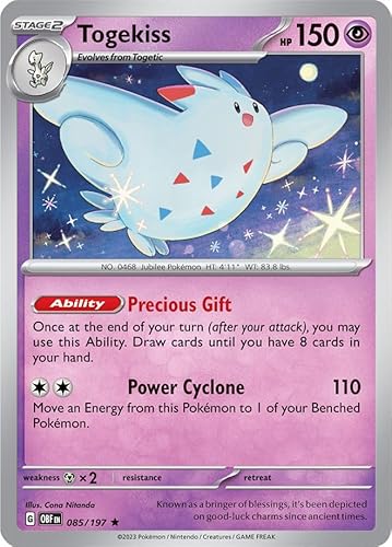 Togekiss 085/197 Seltene Pokemon Karte (SV Obsidian Flames) + TitanCards® Toploader von Titan Cards