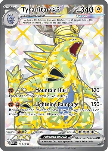 Tyranitar ex 211/197 Ultra Rare Pokemon Karte (SV Obsidian Flames) + 1x TitanCards® Toploader von Titan Cards