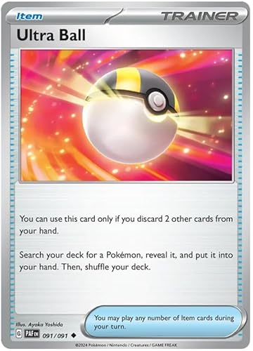 Ultra Ball 091/091 Uncommon Reverse Holo Pokemon Karte (SV 4.5 Paldean Fates) + 1x TitanCards® Toploader von Titan Cards