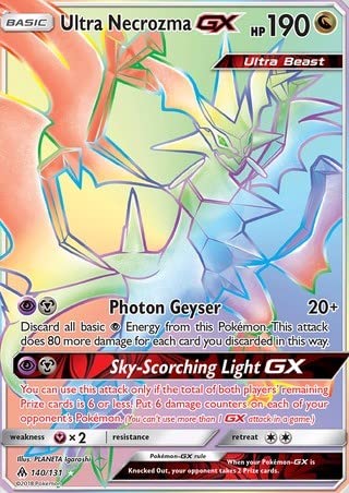 Ultra Necrozma GX 140/131 Secret Rare Pokemon Karte (Forbidden Light) + TitanCards® Toploader von Titan Cards