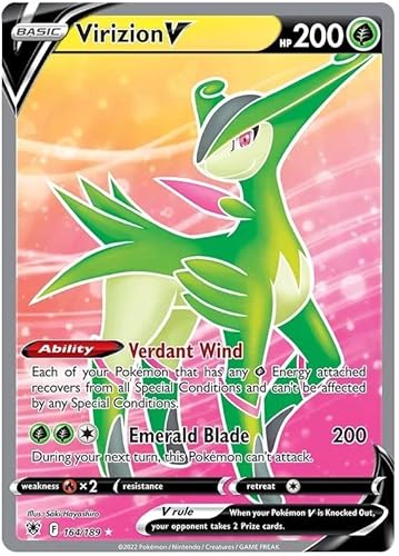 Virizion V 164/189 seltene Ultra Pokemon Karte (SWSH Astral Radiance) + 1x TitanCards® Toploader von Titan Cards