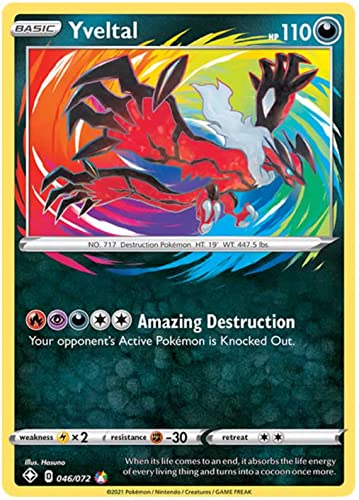 Yveltal 046/072 Amazing Rare Pokemon Karte (Shining Fates) + TitanCards® Toploader von Titan Cards