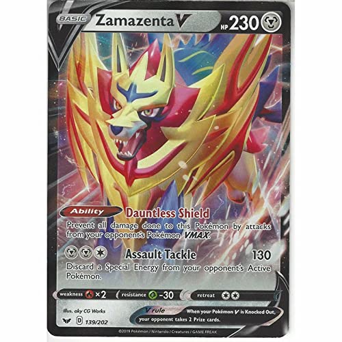 Zamazenta V 139/202 Ultra Rare Pokemon Karte Schwert & Schild + TitanCards® Toploader von Titan Cards