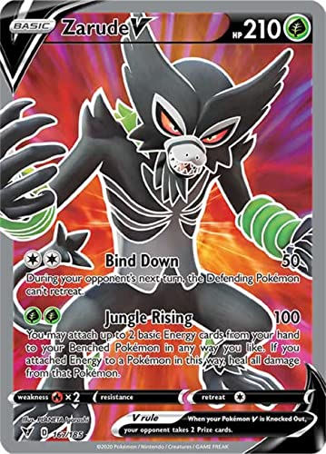 Zarude V 167/185 Full Art Ultra Rare Pokemon Karte (SWSH04 Vivid Voltage) + TitanCards® Toploader von Titan Cards