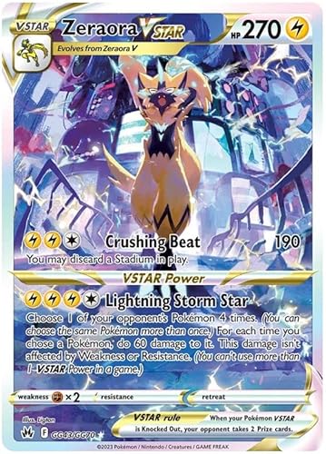 Zeraora VSTAR GG43/GG70 GGV Pokemon Karte (SWSH Crown Zenith GG) + 1x TitanCards® Toploader von Titan Cards