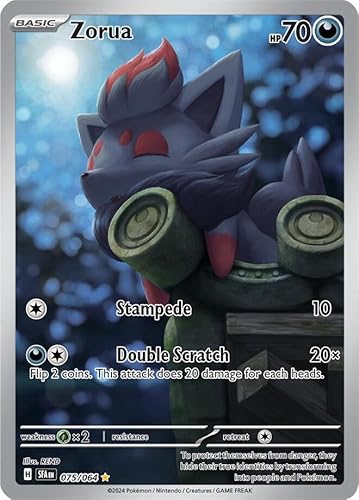 Titan Cards Zorua 075/063 Illustration Seltene Pokemon-Karte (SV Shrouded Fable) - Sammelkarte - Near Mint - 1 Count - Anime - 2023 von Titan Cards