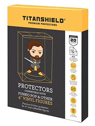 TitanShield 0.5mm Pop Protectors Sleeve Case Compatible with Funko - 4" Inch Pop! Vinyl Figures (20 Pack) von TitanShield