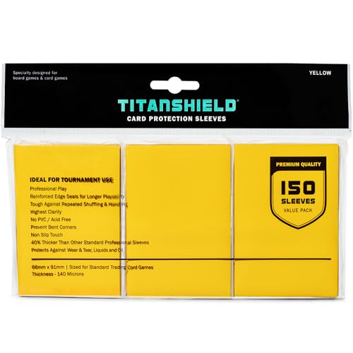 TitanShield Brettspiel-Sammelkartenhüllen, Standardgröße, Deckschutz für MTG, Dropmix, Gelb, 150 Stück von TitanShield