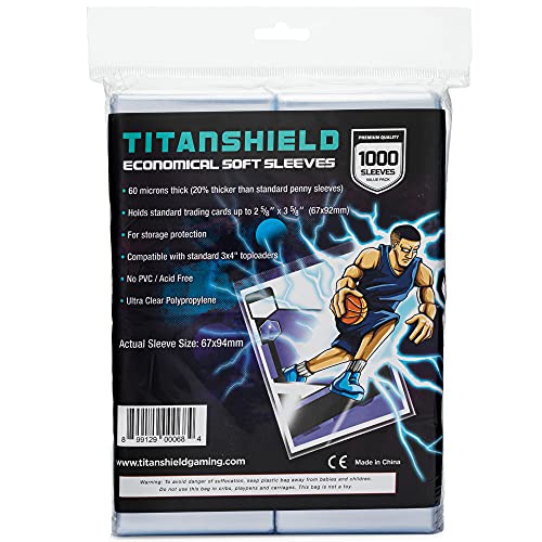 TitanShield Economical Soft Penny Card Sleeves 2-5/8” x 3-5/8” (67x94mm), Ultra Clear (1000 Count) von TitanShield