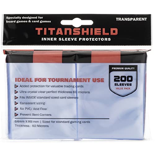 TitanShield Inner Card Sleeve Protectors Double Sleeving 64x89mm fits MTG Magic Pokemon (400 Count) Clear von TitanShield