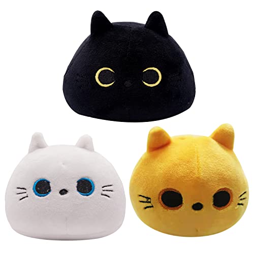 Tittaty 3 Stück Katze Plüschtier Kuscheltier Katzenkissen Weiches Stofftier Kopfkissen Plüsch Christmas Toy Weihnachten Geburtstagsfeier Geschenke Dekoration 10cm (Orange/Weiß/Schwarz) von Tittaty