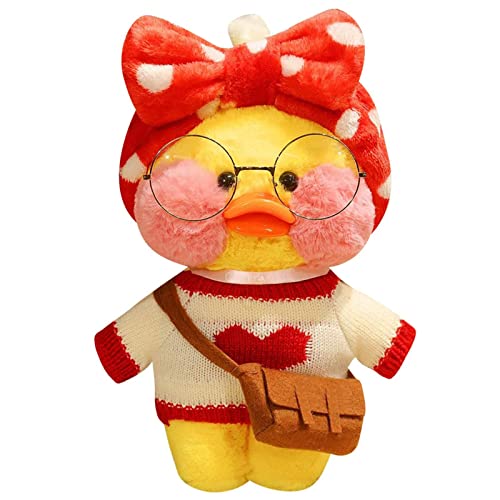 Tittaty Christmas Duck Plüschtier Weihnachten Kostüm Ente Kuscheltier Cartoon Toy Niedlicher Kopfbedeckung Tasche Brille Tolle Weihnachsgeschenke Freunde Geburtstagsgeschenk von Tittaty