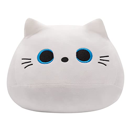 Tittaty Katze Plüschtier Kuscheltier Katzenkissen Weiches Stofftier Kopfkissen Plüsch Christmas Toy Weihnachten Geburtstagsfeier Geschenke Dekoration 28cm, Weiß von Tittaty