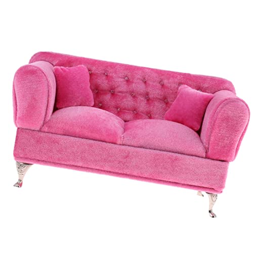 Tiuimk 1/6 Mini Langsofa Rosa Mini Wildleder Sofa Puppenhaus für Hot Toys Zubehör von Tiuimk