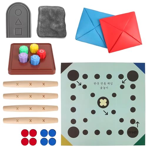 Koreanisches Volksspiel-Set (traditionelles koreanisches Spielspiel) - Jebi Chagi, Gong-gi, Biseokchigi, Paeng-y, DDAKJI, Familienreisspiele von Tiuyii