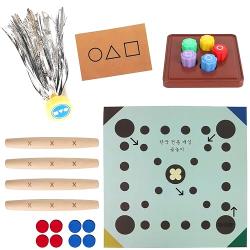 Koreanisches Volksspiel-Set (traditionelles koreanisches Spielspiel) - Jebi Chagi, Gong-gi, Biseokchigi, Paeng-y, DDAKJI, Familienreisspiele von Tiuyii